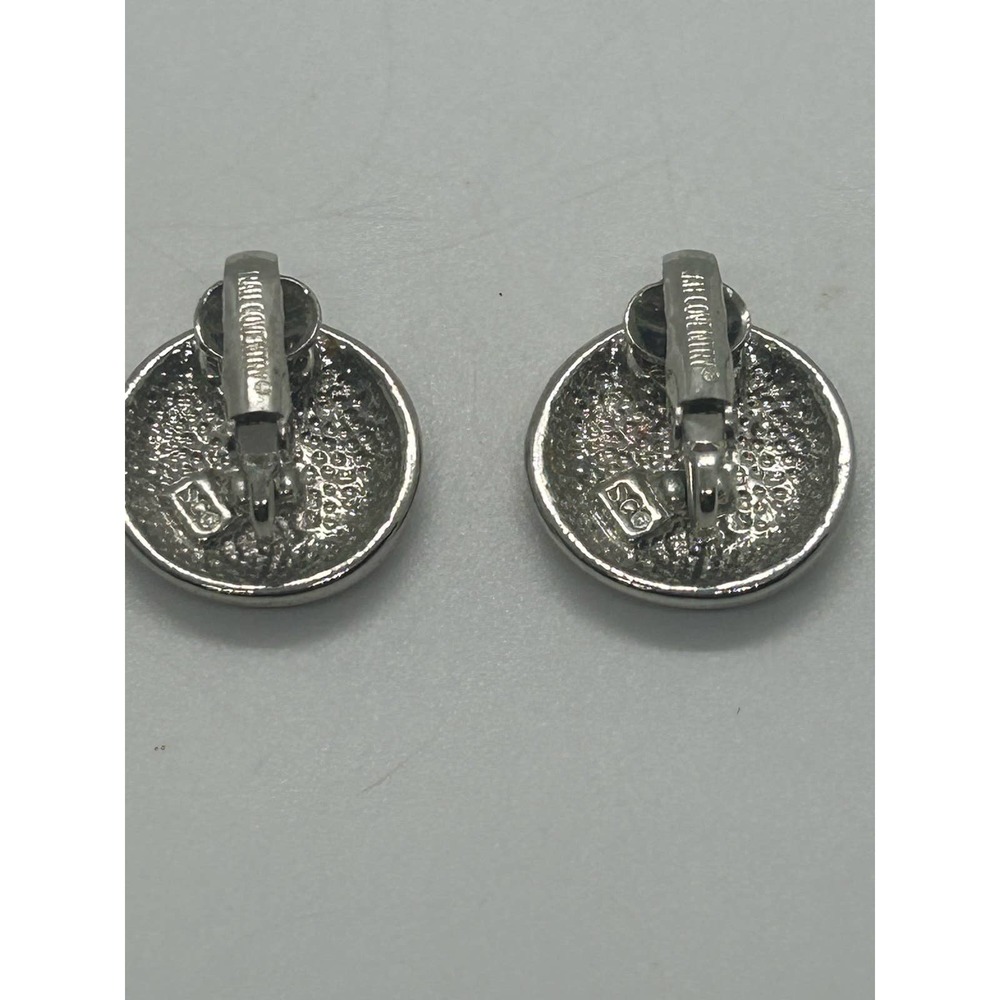 Vintage Sarah Coventry Signed Silver Tone Round Swirl Clip On Earrings Marked - Picture 3 of 5